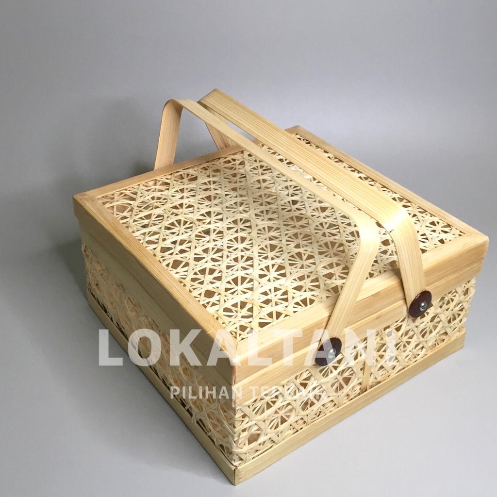 Jual Rantang Bambu Kotak 25cm / Keranjang Hampers Lebaran / Kotak Kue ...