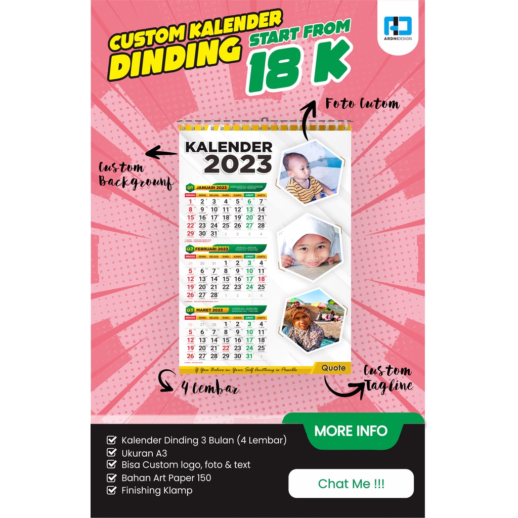 Jual Cetak Kalender Murah Tema Custom Kalender Poster Kalender Dinding Kalender 2023 7476