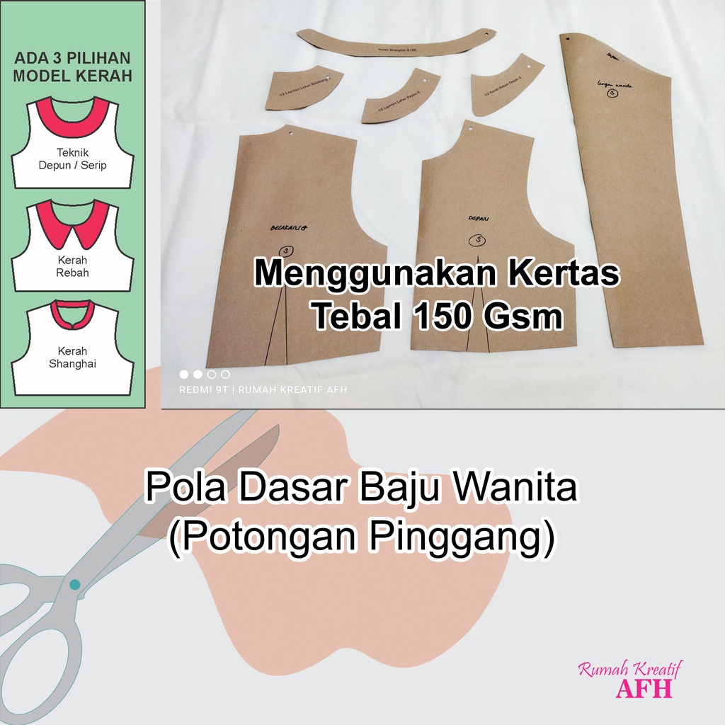 Jual Pola Instan Pola Dasar Baju Wanita Dewasa Potongan Pinggang | Pola