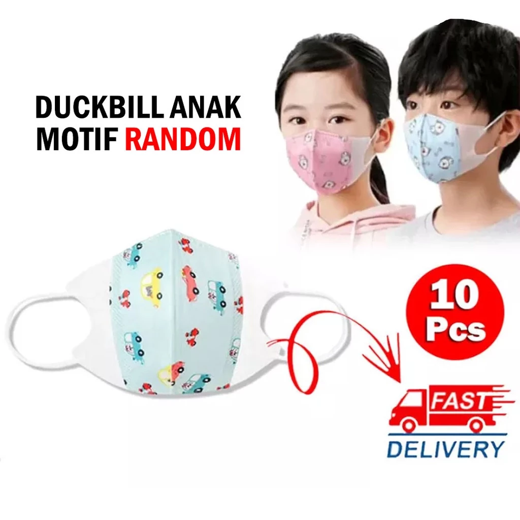 MASKER DUCKBILL ANAK MOTIF RANDOM / MASKER KF94 ANAK MOTIF LUCU / MASKER ANAK SURGICAL | AutoStock
