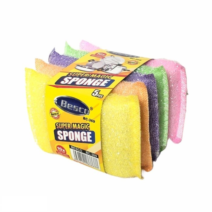 Jual Super Magic Sponge Spons Bantal Busa Cuci Piring Panci Sabut isi 5 ...