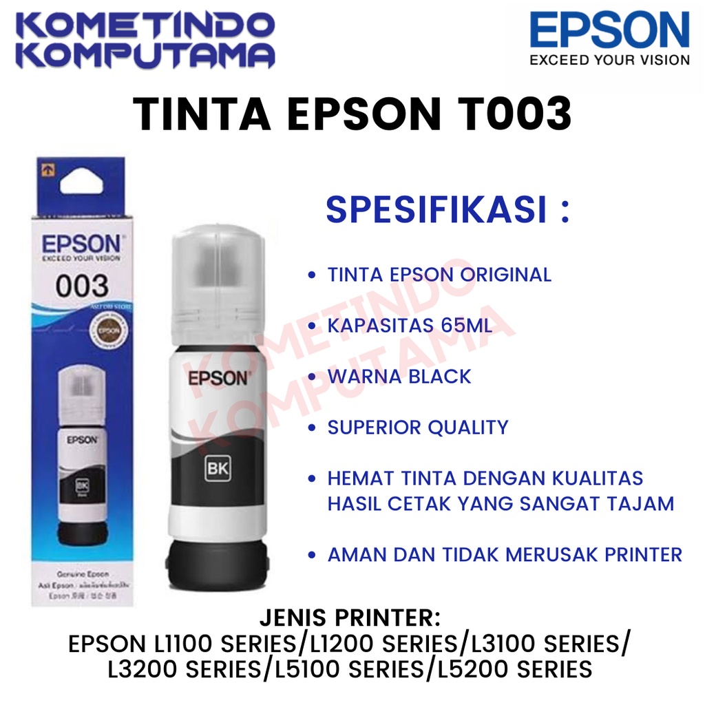 Jual TKDN BOX T 003 Black 65ml Tinta Epson Jamin 100% Original Box 003 ...