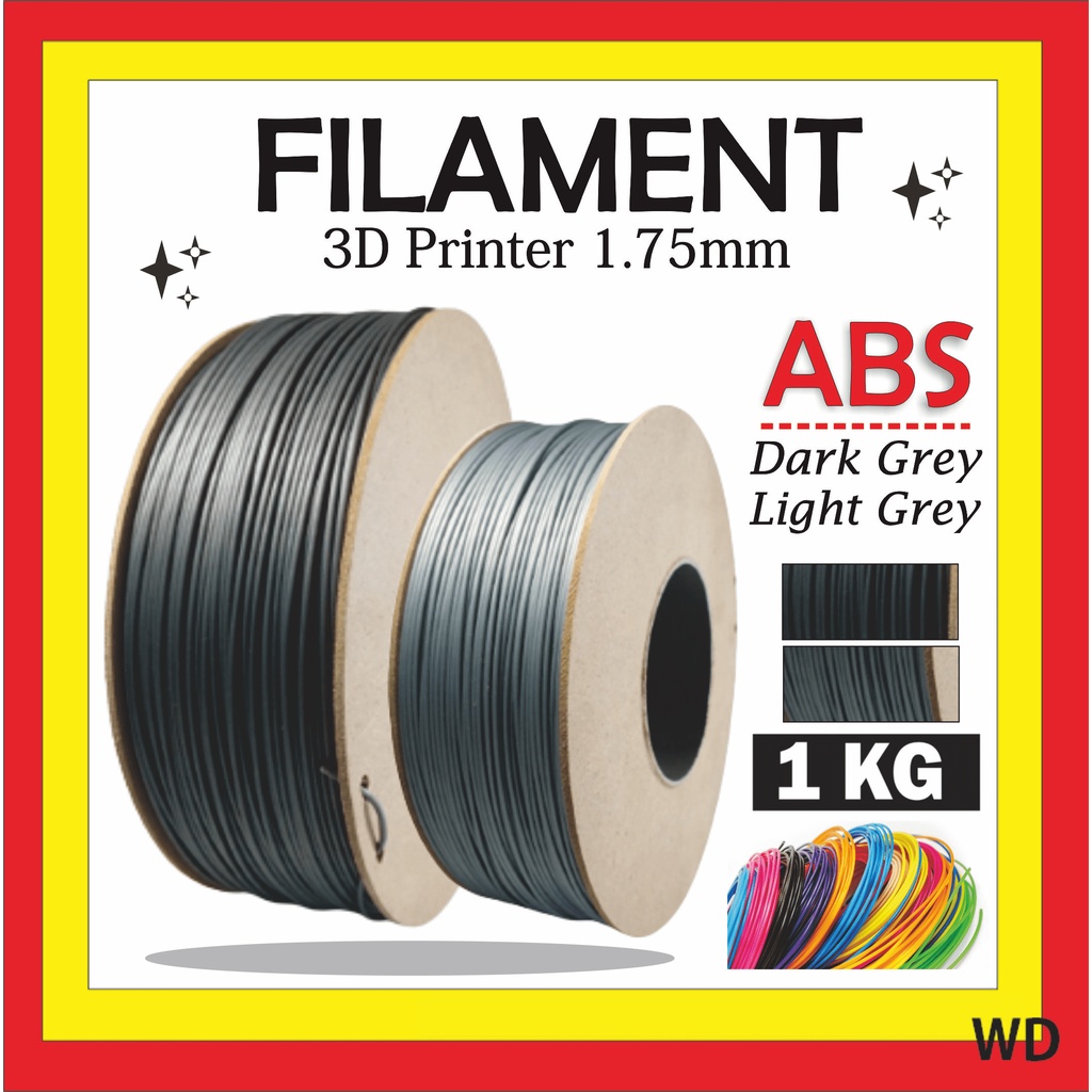 Jual FILAMENT ABS 1 KG LIGHT DARK GREY ABU ABU FILAMEN REFILL TINTA 3D ...