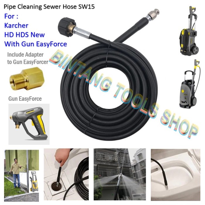 Jual Selang SW15 Pipe Cleaning Kit PC15 Sewer Hose for Karcher HD HDS