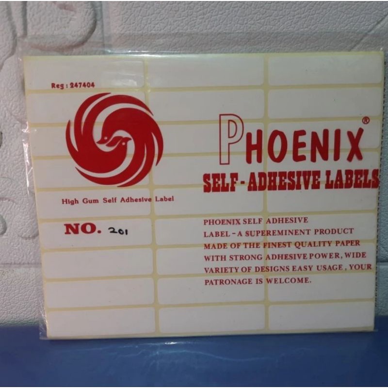 Jual Sticker Label / Label Harga No. 201 Phoenix (15 x 60 mm) | Shopee ...
