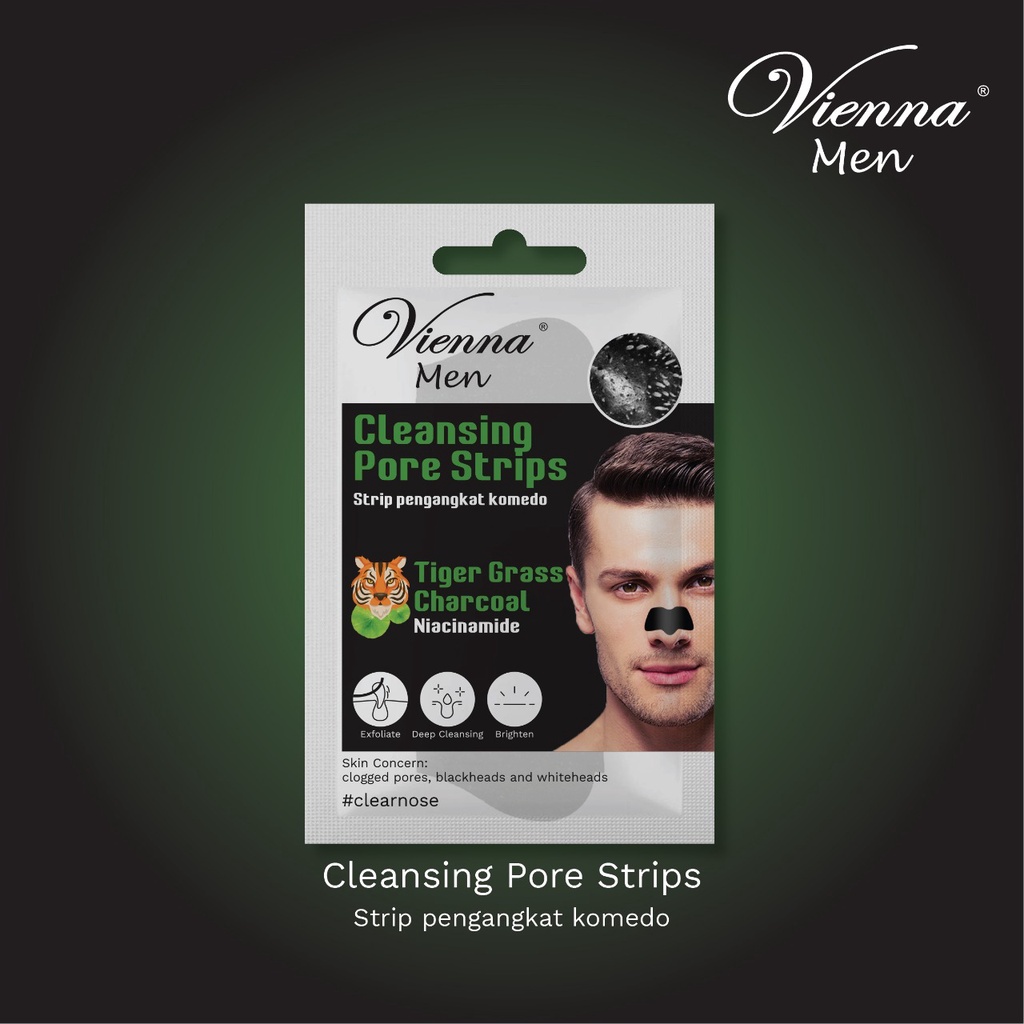 Jual VIENNA MEN CLEANSING PORE STRIPS TIGER GRASS CHARCOAL (3 strips
