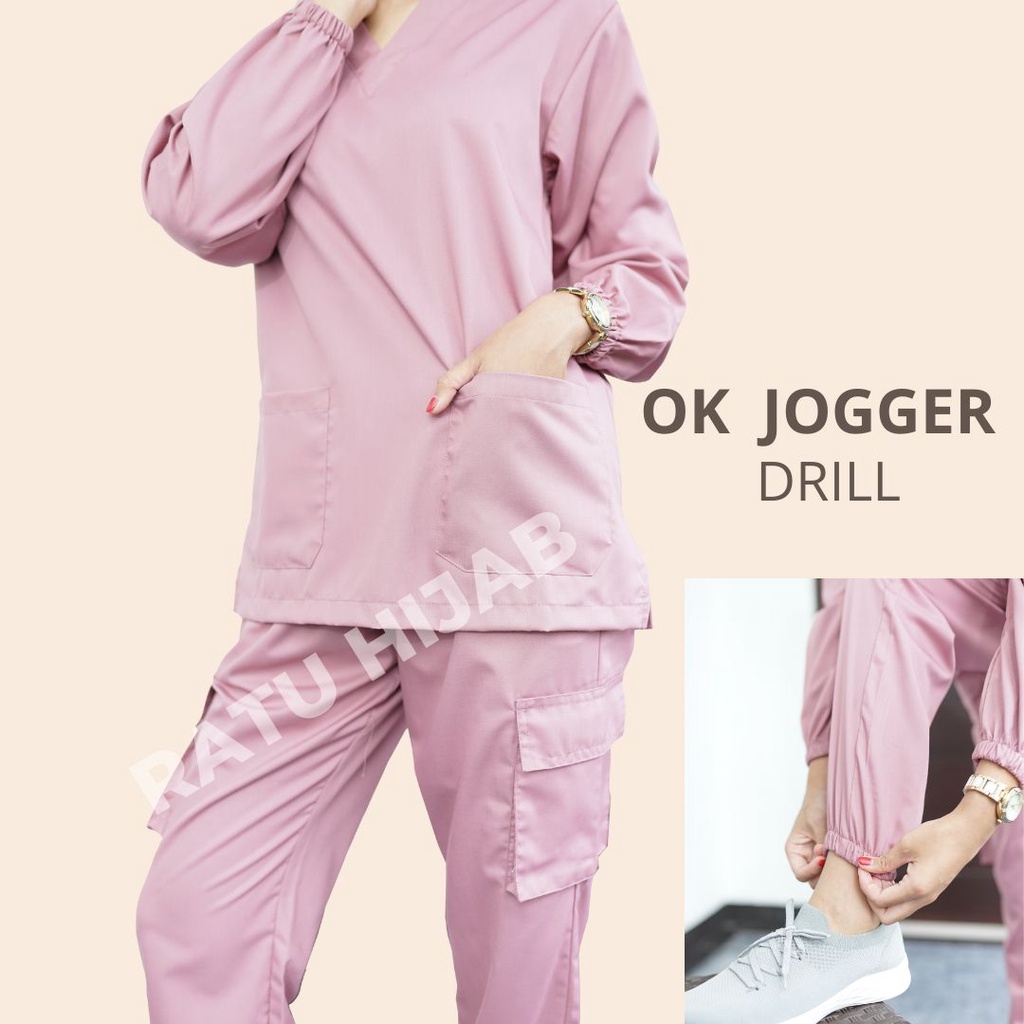 Jual Baju Ok Oka JOGGER Cargo DRILL Scrub Medis Perawat Lengan Panjang