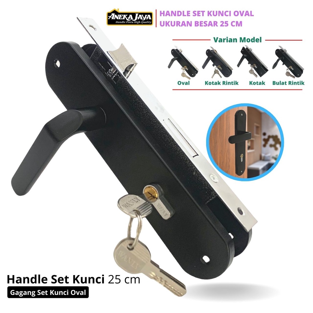 Jual Handle Pintu Rumah Set Kunci Gaya Eropa Ukuran Besar 25 Cm Hitam Stainlees Steel Gagang 2810