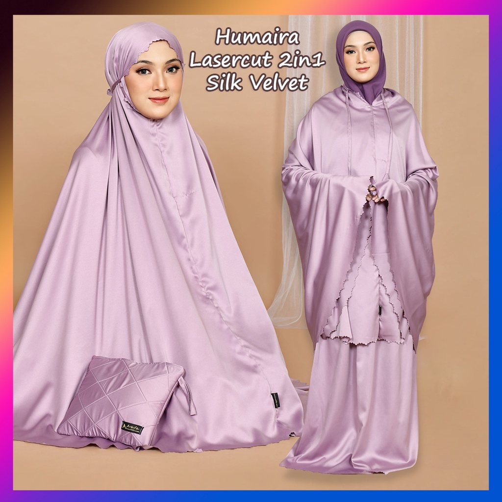Jual Mukena Laser cut 2 in 1 Traveling Premium Dewasa Silk Velvet Sutra