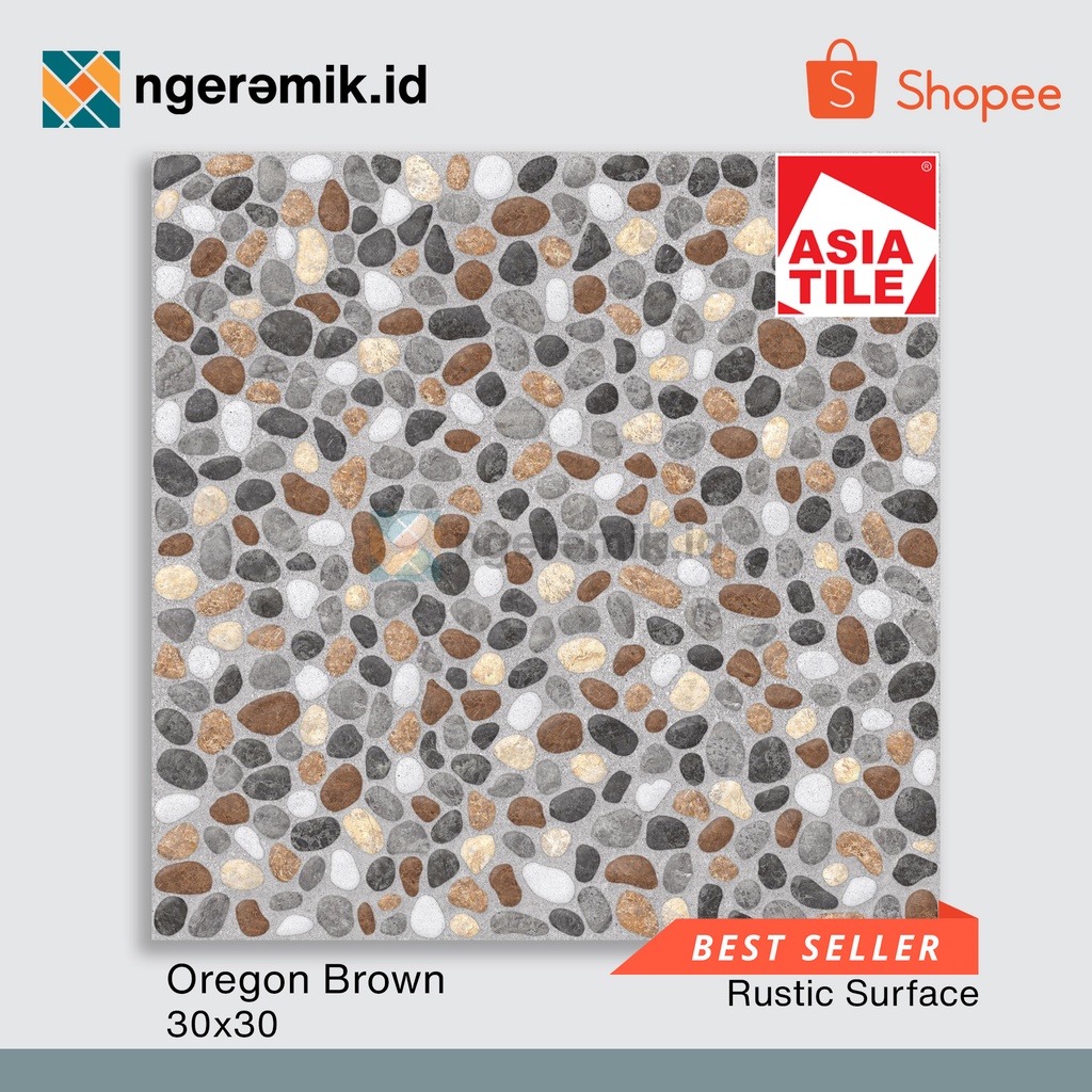 Jual Keramik Lantai Kasar 30x30 Asia Tile Oregon Brown Grey 30x30