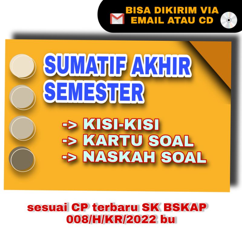 Jual KISI-KISI SOAL SUMATIF AKHIR SEMESTER, KARTU SOAL, NASKAH SOAL ...