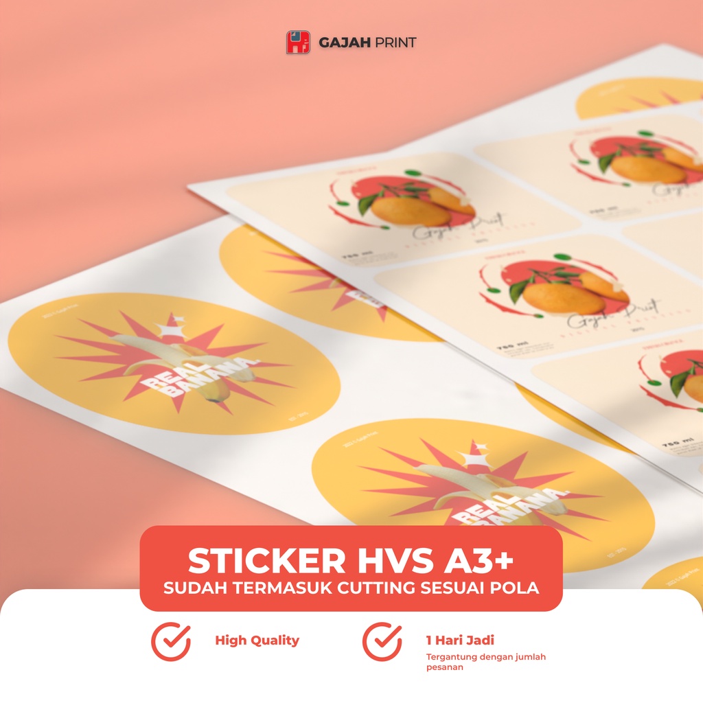 Jual Cetak Stiker HVS A3+ Cutting Kiss Cut / Sticker Label / Stiker HVS