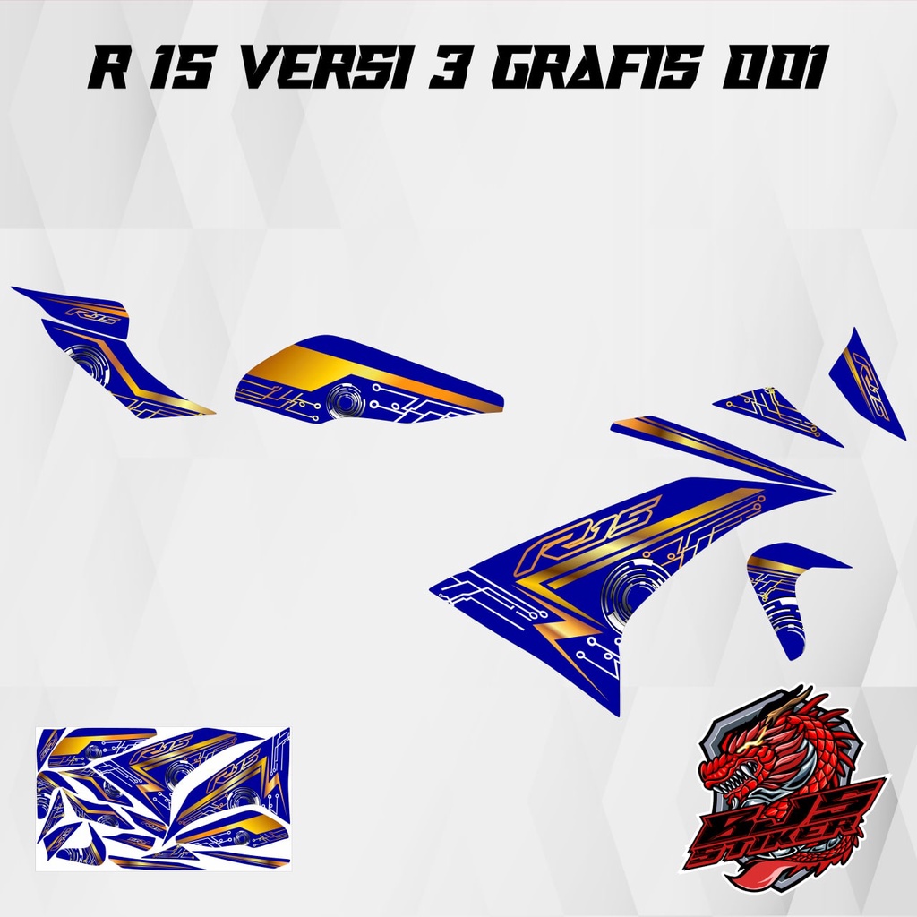 Jual Striping r15 versi 3 - Stiker Decal Yamaha r 15 versi 3 grafis 1 ...