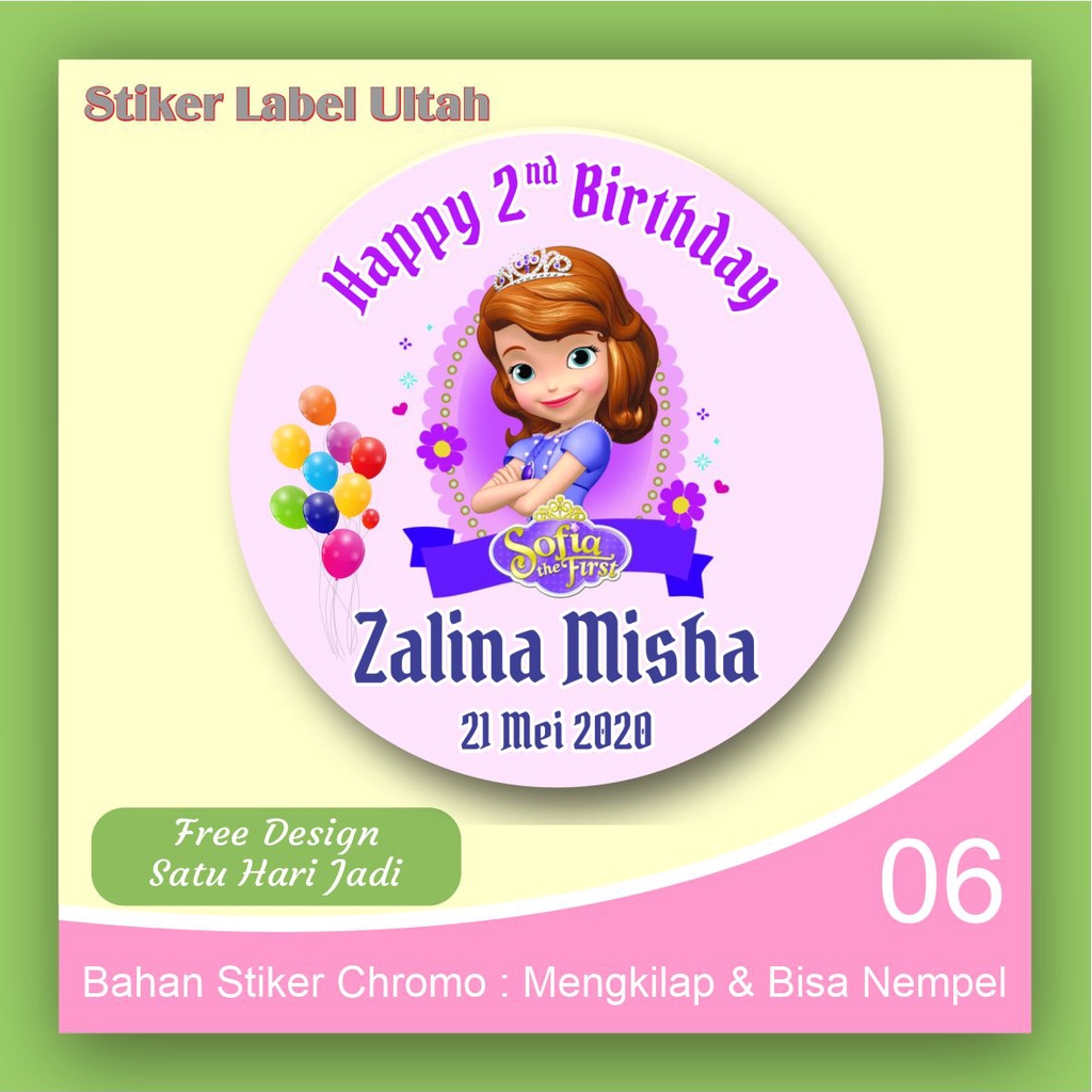 Jual Stiker Sticker Label Ultah Ulang Tahun Anak Bulat Custom karakter ...