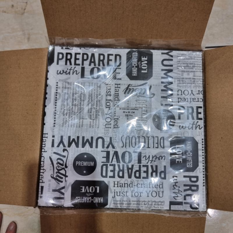 Jual Kertas Nasi Motif 20x20 cm Paper Wrap 100 pcs Printing Laminasi ...