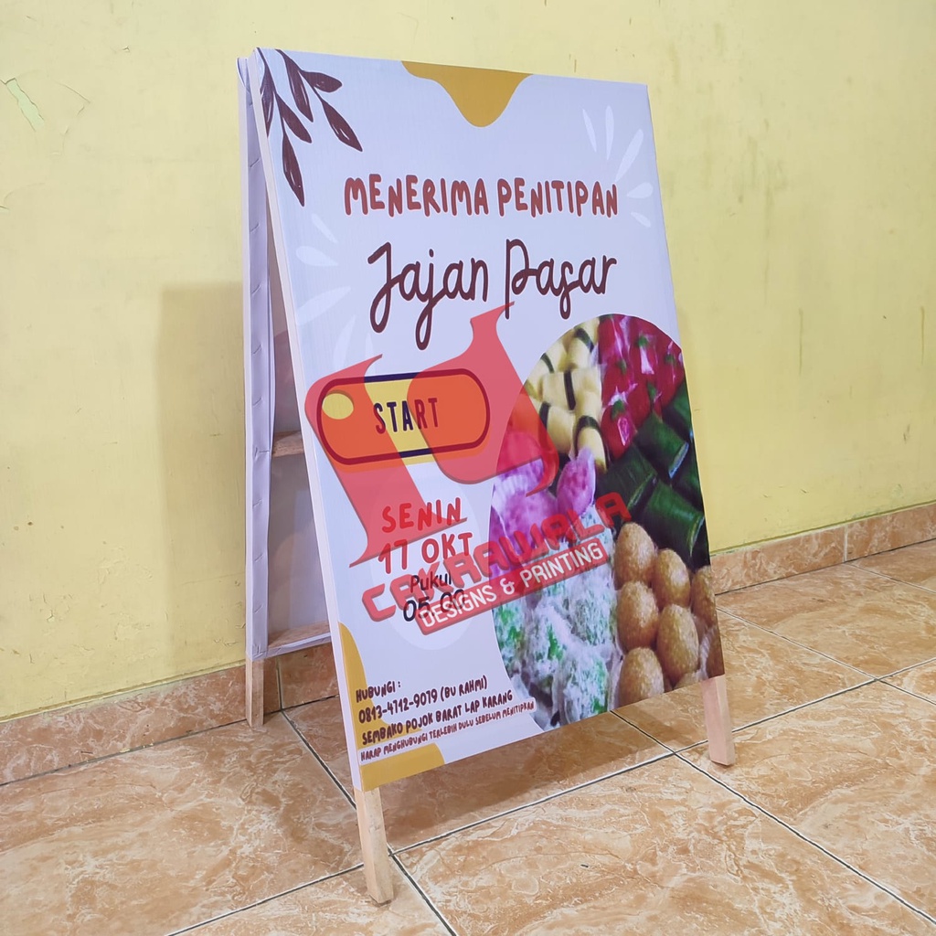 Jual Stand Banner Kayu Ukuran 50 X 85 Standing Segitiga Banner Kayu Segitiga Banner Kayu 9909