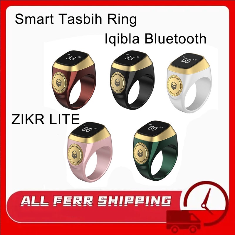 Jual Qibla Aluminum Alloy Digital Tasbih Smart Zikr Ring With Battery Charging Box Vibration