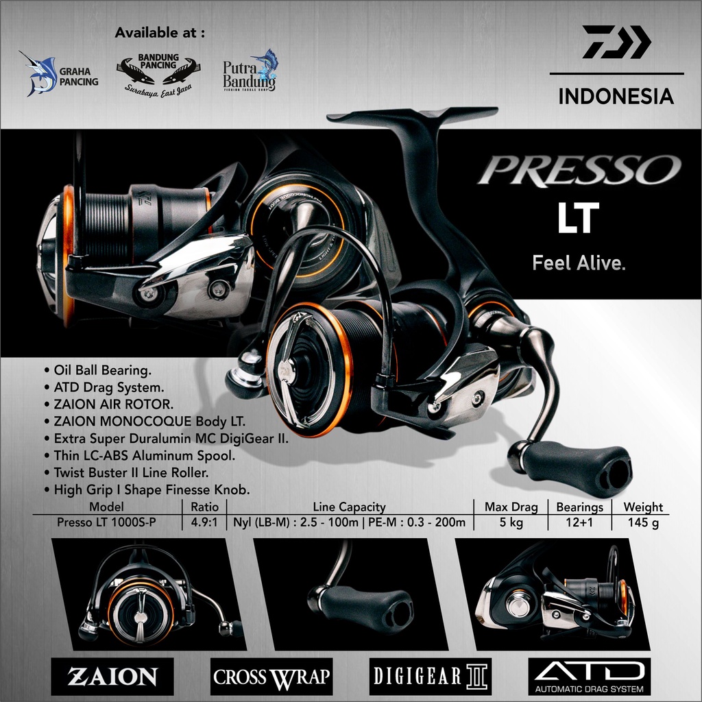 Jual REEL SPINNING UL DAIWA PRESSO LT-1000S- P | Shopee Indonesia