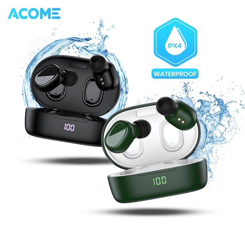 Acome Headset Earphone Bluetooth 5.0 TWS LED Garansi Resmi 1 Tahun Airdots T1