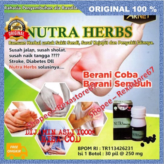 Pil Hitam Ajaib Nutra Herbs Persendian & Saraf , Hipertensi, Stroke Akut, Sakit Pinggang, Sakit Otot, Sakit Tulang Diabetes, Asam Lambung, Sinusitis ,Terbukti Ampuh ASLI BPOM