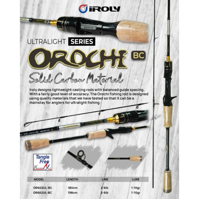 Jual Joran Iroly Orochi Spinning dan Baitcasting 2-6lbs Solid Carbon ...