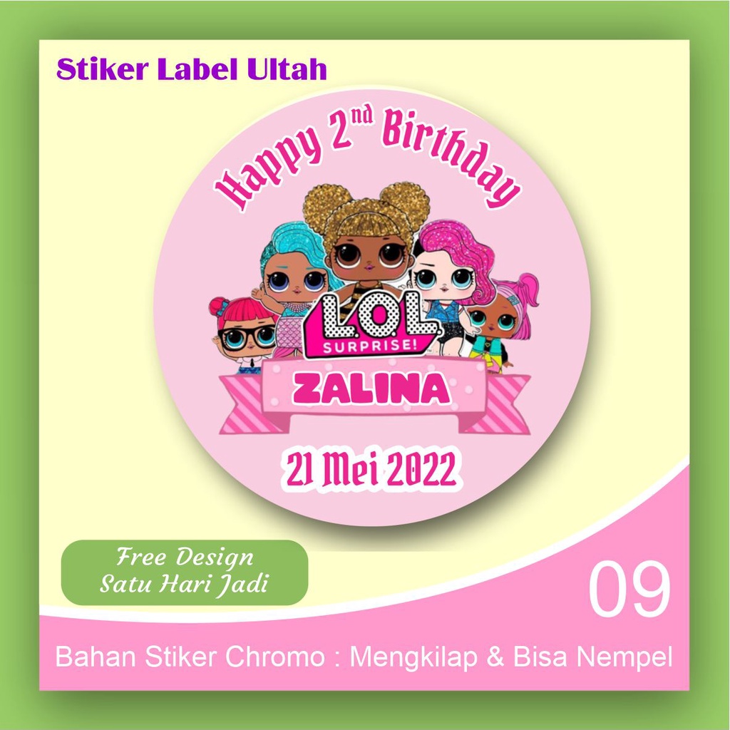 Jual Stiker Sticker Label Ultah Ulang Tahun Anak Bulat Custom karakter ... image.