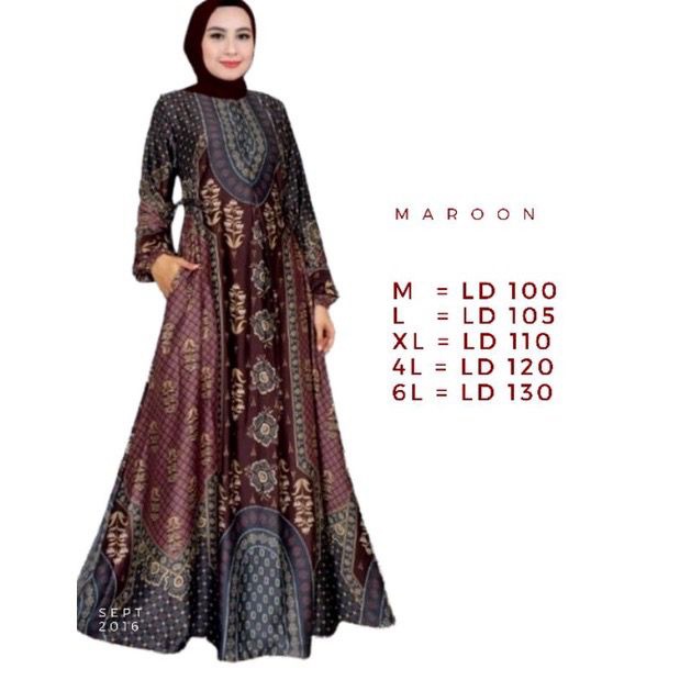 Jual Gamis Maxmara Silk Motif Raflesia //M//L//XL//4L//6L// | Shopee ...