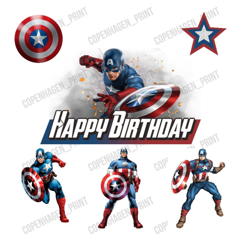 Jual Topper Kertas CAPTAIN AMERICA Kartun Kue Ulang Tahun / Birthday