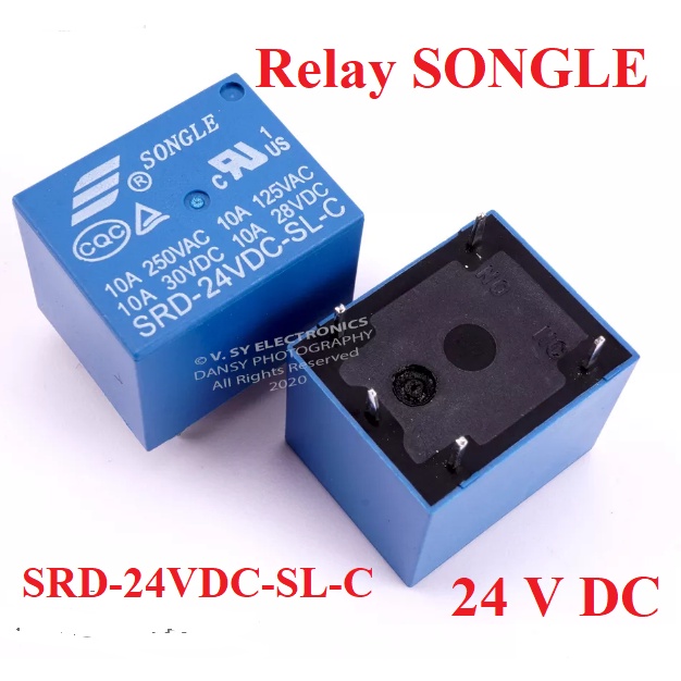 10pcs SONGLE SRD-24VDC-SL-C 24VDC Power Relay - 5 Pins, Original & New