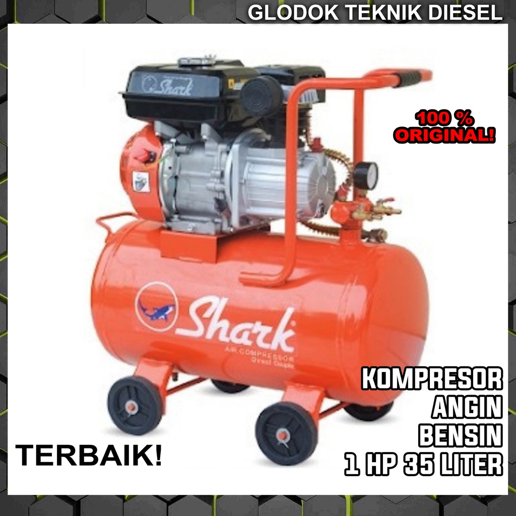 Jual SHARK Kompresor Angin Bensin 1 HP 35 LITER Gasoline Air Compressor ...