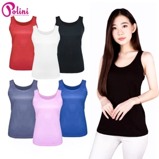 POLINI Tanktop Wanita Bahan Katun Atasan Singlet Wanita Tali Besar