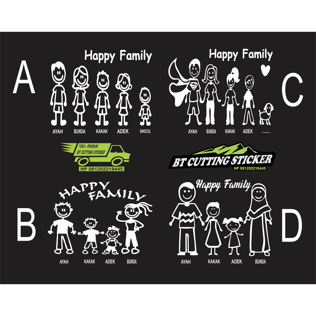 Jual sticker happy family sticker kaca mobil sticker happy family ...