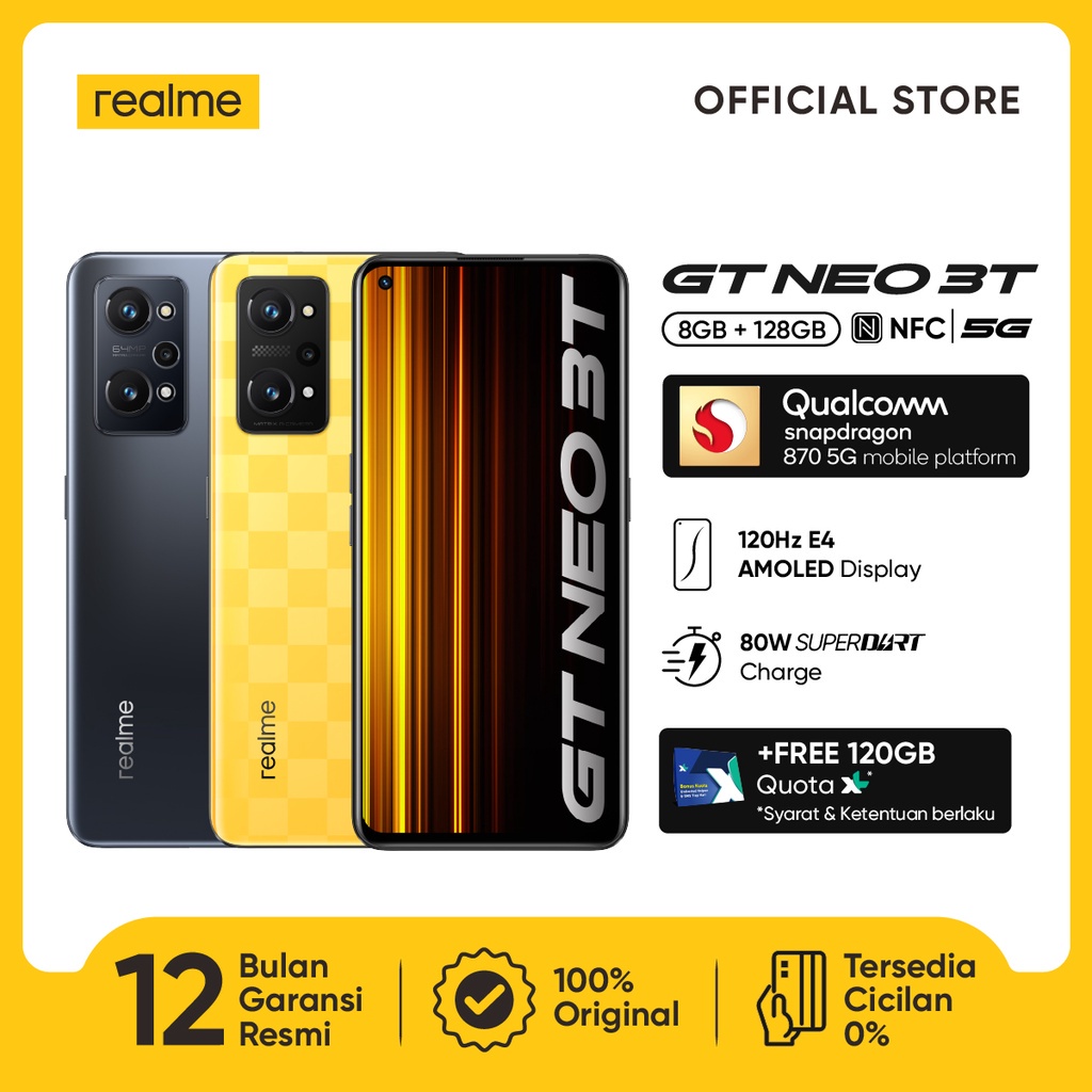 Jual Realme GT Neo 3T 8/128GB 5G 80W Charge Snapdragon 870 5G