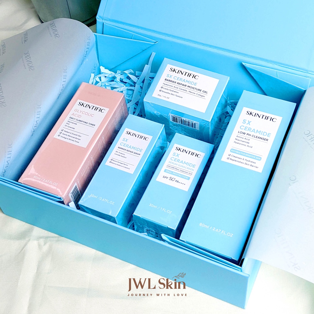 Jual SKINTIFIC GIFT SET BOX 5 PCS Face Wash Toner Serum Moisturizer