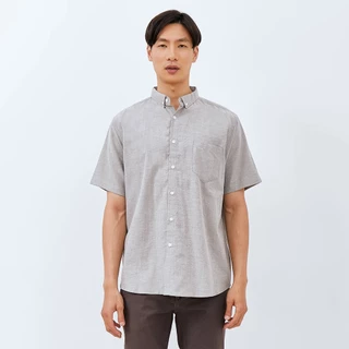 M231 Kemeja Pria Basic Polos Oxford Pendek Abu 1457E
