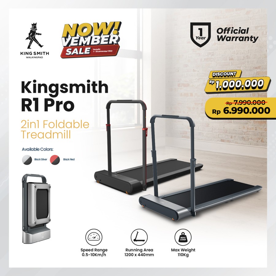 Jual Kingsmith WalkingPad R1 Pro 2in1 Portable Treadmill - Global ...