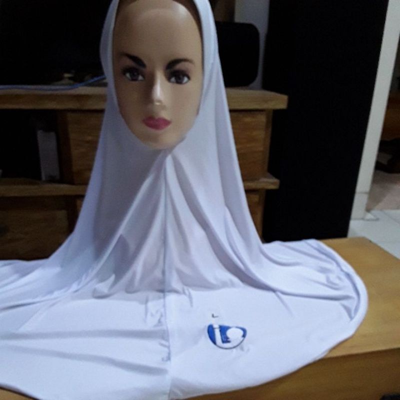 Jual Seragam Sekolah Al Azhar Kerudung Bergo Sd Smp Sma Bahan Jersy Warn Putih Dengan Logo 2390