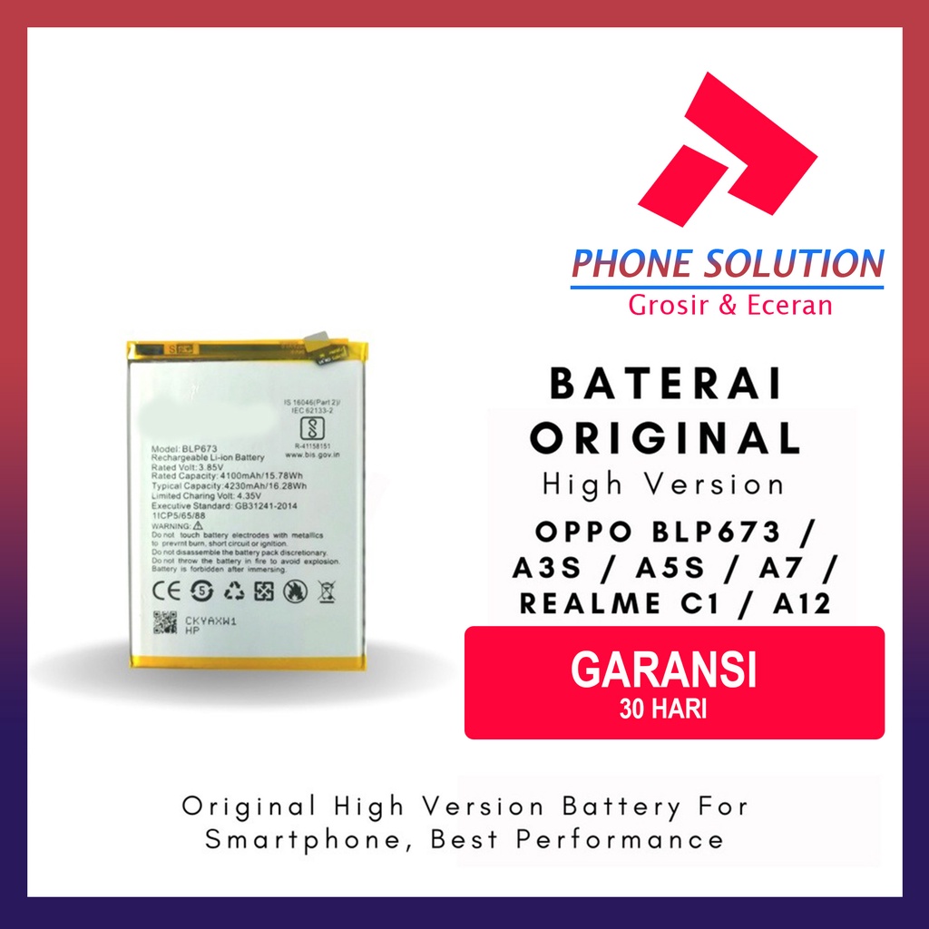 Jual Baterai Oppo A3S / Baterai Blp673 High Version - Compatible Dengan ...
