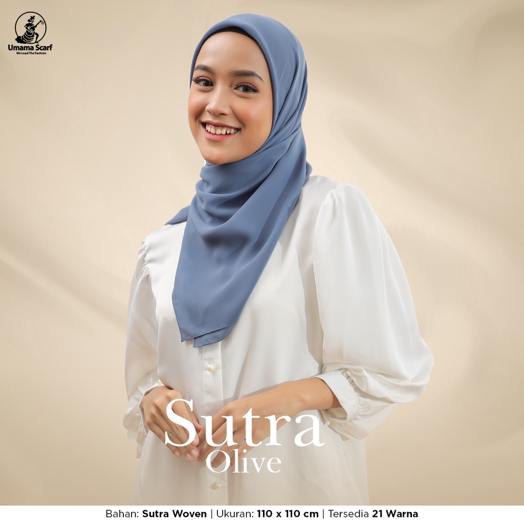 Jual Umama Scarf Kerudung Polos Segi Empat Sutra Olive Shopee Indonesia 