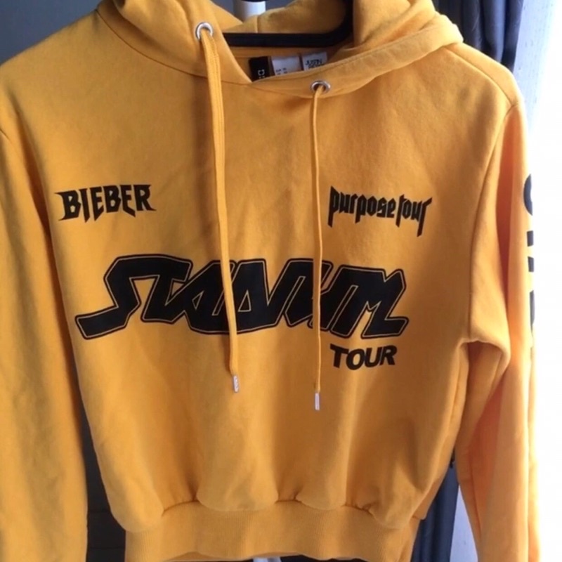 Jual H M ORIGINAL STADIUM TOUR JUSTIN BIEBER YELLOW PURPOSE CROP TOP HOODIE SWEATER JACKET HNM NEW SALE Shopee Indonesia