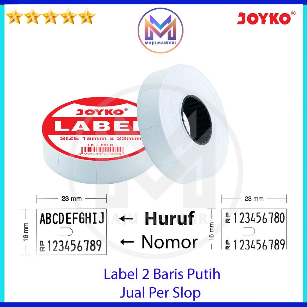 Jual Kertas Label Rol Joyko 2 Baris P2LN / Refill Price Labels 2 Line ...