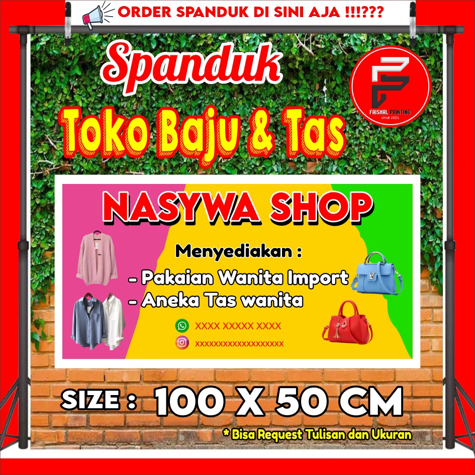 Jual Spanduk Toko Baju dan Tas / Banner Toko Pakaian / Spanduk Toko ...