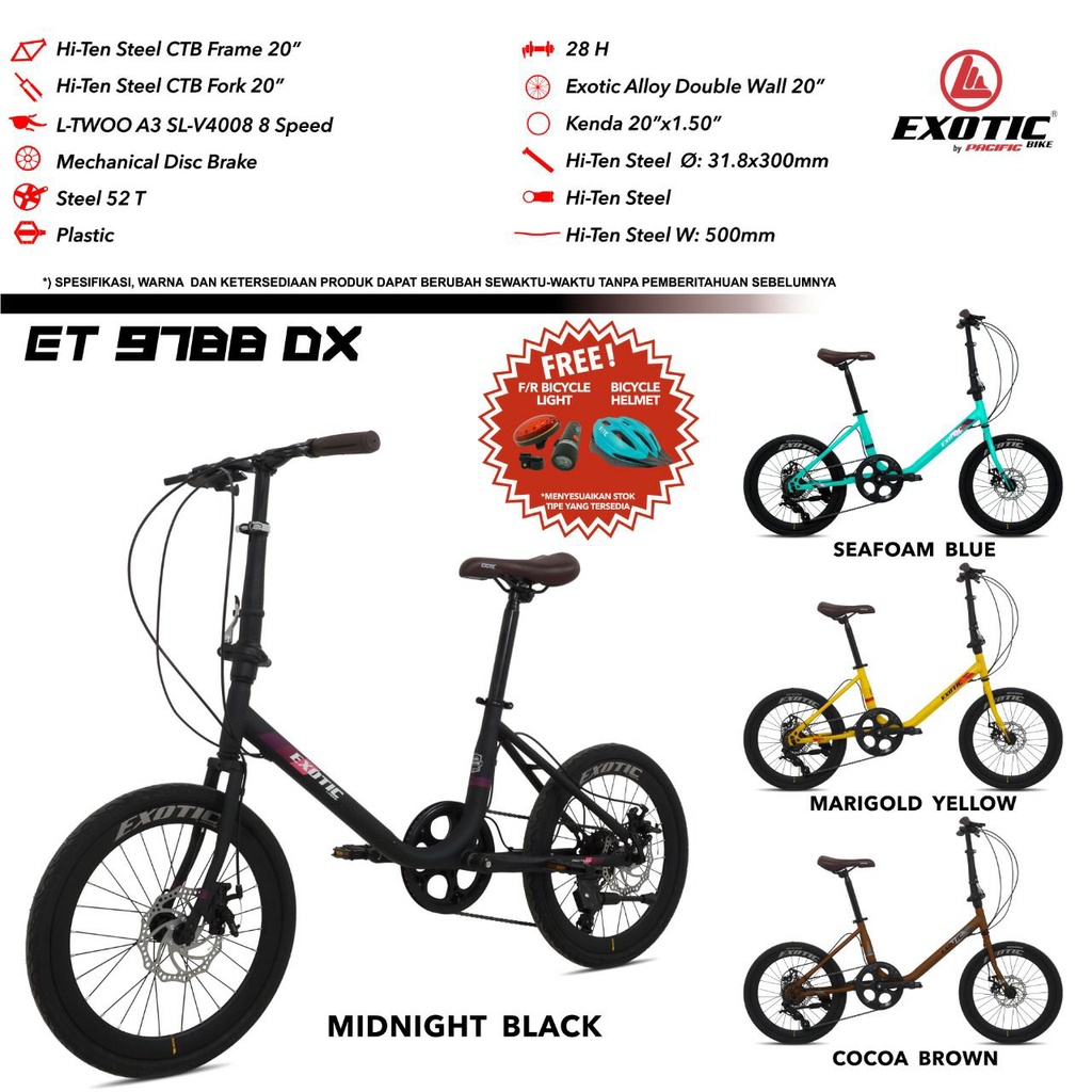 Jual Sepeda mini 20 Inch Exotic ET 9788 DX - MIDNIGHT BLACK | Shopee ...