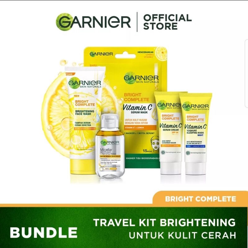 Jual Garnier Bright Complete Travel Kit Skin Care isi 5 Rangkaian untuk