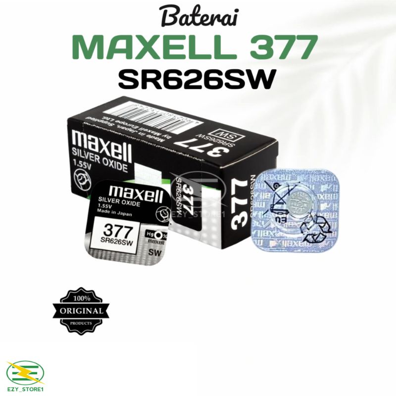 Jual Baterai Maxell Sr626sw 377 Original Silver Oxide 1 55v Batrai Jam