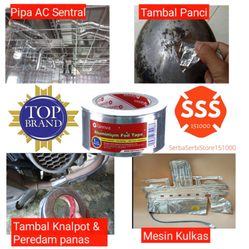 Jual Ginnva Alumunium Foil Tape Tambal Panci Tambal Knalpot Tambal Pipa Ac Atap Yg Bocor