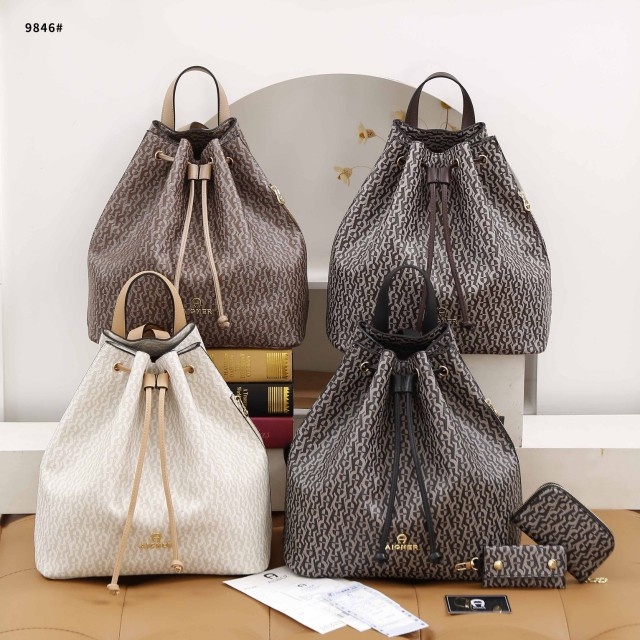 Jual Tas A*gn*r Backpack Bucket Bag With Pouch in Signature Coated ...