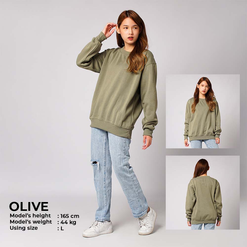 Jual Jaketpolos Id Basic Sweater Crewneck Polos Olive M Xxl Pria