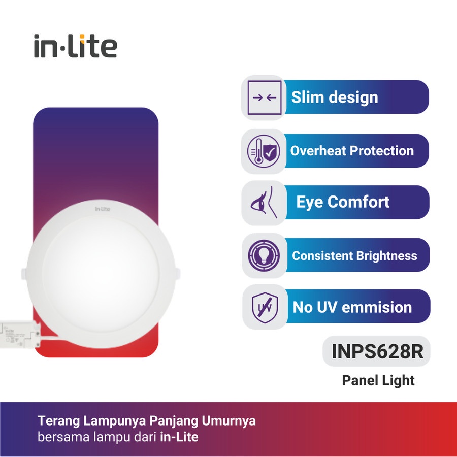 Jual In-Lite inlite Lampu Plafon Downlight Panel Inbow Bulat INPS 628R ...