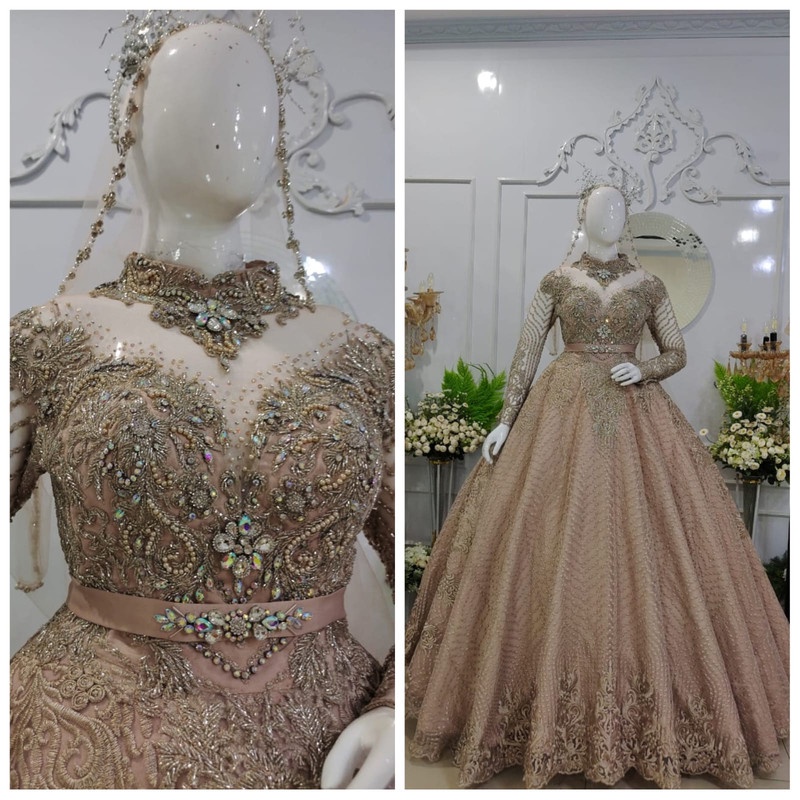 Jual Baju Pakaian Gaun Pengantin Busana Pernikahan Wanita Gown Dress Wedding Dress Mekar Muslim 2700